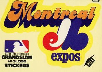 1977 Fleer Grand Slam Hi-Gloss Stickers #NNO Montreal Expos Team (Yellow) Front