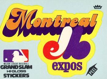 1977 Fleer Grand Slam Hi-Gloss Stickers #NNO Montreal Expos Team (Blue) Front