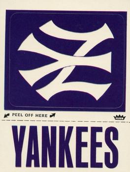 1977 Fleer Grand Slam Hi-Gloss Stickers #NNO New York Yankees Monogram Front