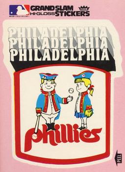 1977 Fleer Grand Slam Hi-Gloss Stickers #NNO Philadelphia Phillies Team (Pink) Front