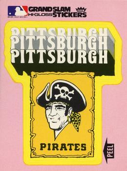 1977 Fleer Grand Slam Hi-Gloss Stickers #NNO Pittsburgh Pirates Team (Pink) Front