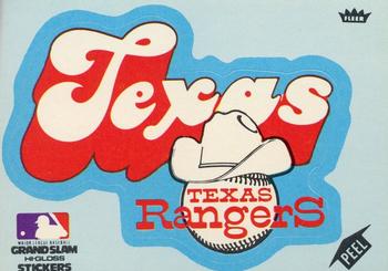 1977 Fleer Grand Slam Hi-Gloss Stickers #NNO Texas Rangers Team (Blue) Front