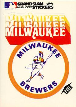 1977 Fleer Grand Slam Hi-Gloss Stickers #NNO Milwaukee Brewers Team (White) Front