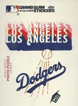 1978 Fleer Grand Slam Hi-Gloss Stickers #NNO Los Angeles Dodgers Team (White) Front