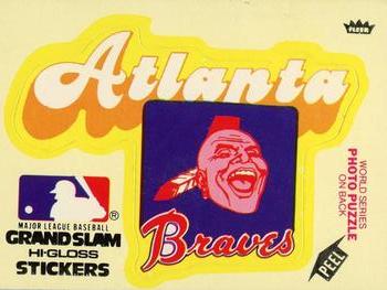 1978 Fleer Grand Slam Hi-Gloss Stickers #NNO Atlanta Braves Team (Yellow) Front