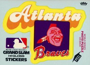 1978 Fleer Grand Slam Hi-Gloss Stickers #NNO Atlanta Braves Team (Blue) Front