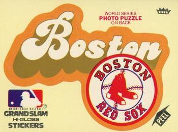 1978 Fleer Grand Slam Hi-Gloss Stickers #NNO Boston Red Sox Team (Yellow) Front