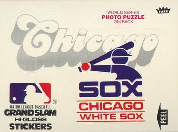 1978 Fleer Grand Slam Hi-Gloss Stickers #NNO Chicago White Sox Team (White) Front