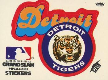 1978 Fleer Grand Slam Hi-Gloss Stickers #NNO Detroit Tigers Team (White) Front
