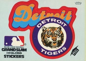 1978 Fleer Grand Slam Hi-Gloss Stickers #NNO Detroit Tigers Team (Blue) Front
