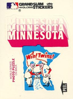 1978 Fleer Grand Slam Hi-Gloss Stickers #NNO Minnesota Twins Team (White) Front