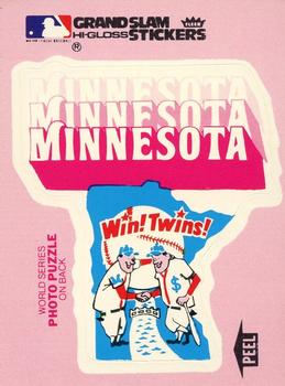1978 Fleer Grand Slam Hi-Gloss Stickers #NNO Minnesota Twins Team (Pink) Front