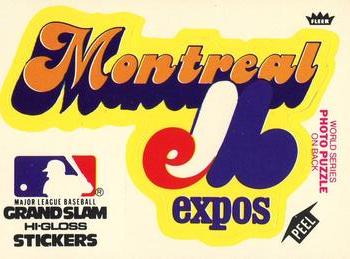 1978 Fleer Grand Slam Hi-Gloss Stickers #NNO Montreal Expos Team (White) Front
