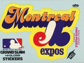 1978 Fleer Grand Slam Hi-Gloss Stickers #NNO Montreal Expos Team (Blue) Front