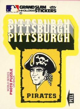 1978 Fleer Grand Slam Hi-Gloss Stickers #NNO Pittsburgh Pirates Team (White) Front