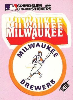 1978 Fleer Grand Slam Hi-Gloss Stickers #NNO Milwaukee Brewers Team (Pink) Front