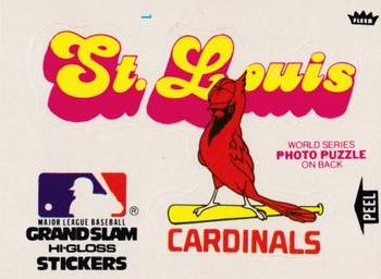 1979 Fleer Grand Slam Hi-Gloss Stickers #NNO St. Louis Cardinals Team (White) Front
