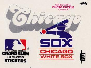 1979 Fleer Grand Slam Hi-Gloss Stickers #NNO Chicago White Sox Team (White) Front
