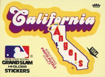 1979 Fleer Grand Slam Hi-Gloss Stickers #NNO California Angels Team (Yellow) Front