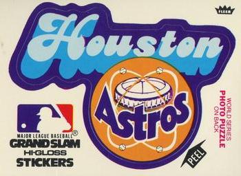 1979 Fleer Grand Slam Hi-Gloss Stickers #NNO Houston Astros Team (White) Front