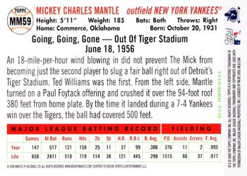 2008 Topps - Mickey Mantle Story #MM59 Mickey Mantle Back