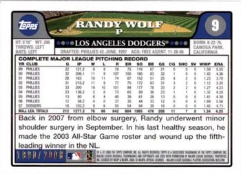 2008 Topps - Gold #9 Randy Wolf Back