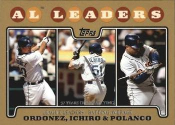 2008 Topps - Gold #15 AL Leaders: Batting Average (Magglio Ordonez / Ichiro / Placido Polanco) Front
