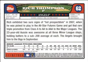 2008 Topps - Gold #62 Rich Thompson Back