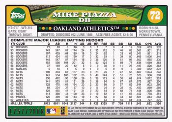 2008 Topps - Gold #72 Mike Piazza Back