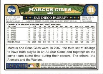 2008 Topps - Gold #91 Marcus Giles Back