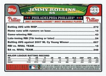 2008 Topps - Gold #233 Jimmy Rollins Back