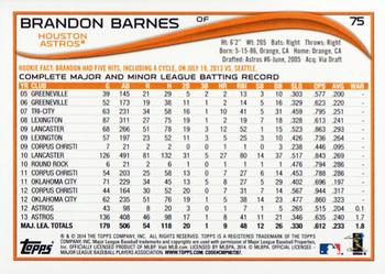 2014 Topps #75 Brandon Barnes Back