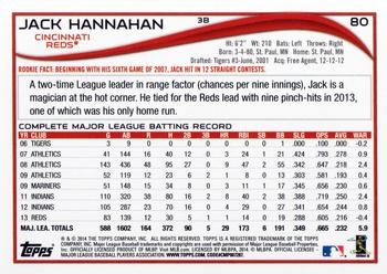 2014 Topps #80 Jack Hannahan Back