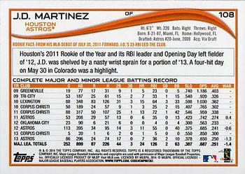 2014 Topps #108 J.D. Martinez Back
