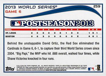 2014 Topps #259 David Ortiz (2013 World Series Game 6) Back