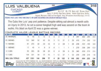 2014 Topps #318 Luis Valbuena Back