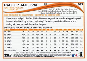 2014 Topps #327 Pablo Sandoval Back