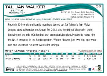 2014 Topps #56 Taijuan Walker Back