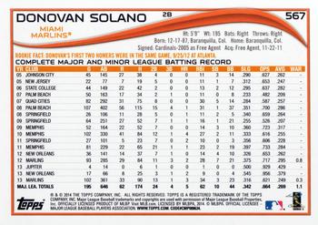 2014 Topps #567 Donovan Solano Back
