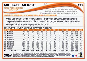 2014 Topps #569 Mike Morse Back