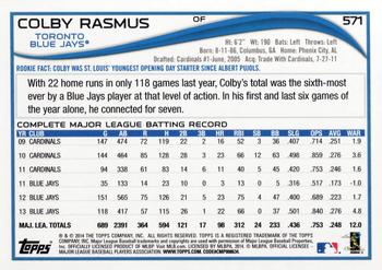 2014 Topps #571 Colby Rasmus Back