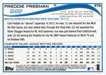 2014 Topps #579 Freddie Freeman Back