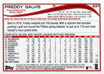 2014 Topps #637 Freddy Galvis Back