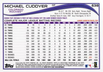 2014 Topps #638 Michael Cuddyer Back