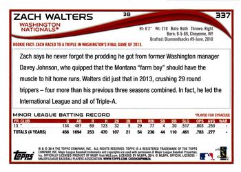 2014 Topps #337 Zach Walters Back