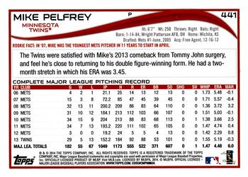 2014 Topps #441 Mike Pelfrey Back