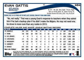 2014 Topps #464 Evan Gattis Back