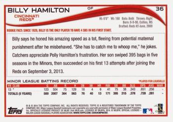 2014 Topps #36 Billy Hamilton Back