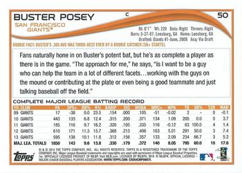 2014 Topps #50 Buster Posey Back