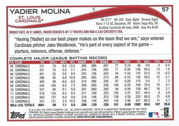 2014 Topps #57 Yadier Molina Back